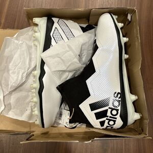Mens Adidas Nasty 2.0 White pearl / Black zip front football cleats Sz: 13